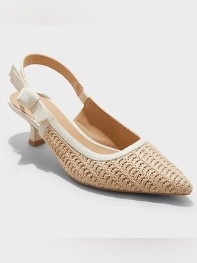A New Day - Women's Milan Raffia Slingback Kitten Heels Size 8.5